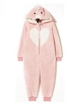 Fatface Girls Flamingo Fleece All In One - Blush