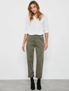 Mint Velvet Utility Popper Chino - Khaki, Green, Size 8, Women