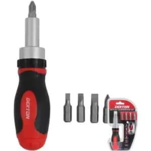 6pc Magnetic Ratchet Handle Screwdriver Anti Slip Handle Bit Set Pz Flat - Dekton