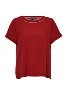 French Connection Polly Plains Stitch Detail Top Red