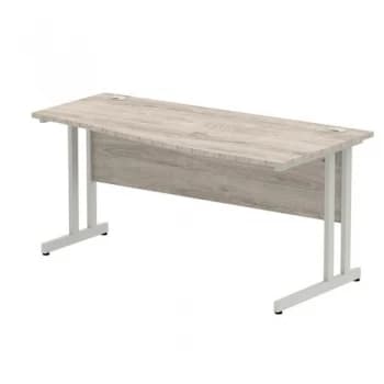 Trexus Rectangular Desk White Cable Managed Leg 1200x800mm Grey Oak