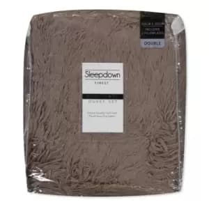 I Saw It First Faux Fur Duvet Cover and Pillowcase Set - Brown