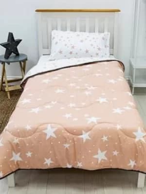 Rest Easy Sleep Better Pink Star Coverless Quilt 4.5 Tog Single With Pillowcase, Multi