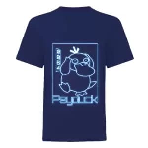 Pokemon Boys Psyduck Neon T-Shirt (3-4 Years) (Navy)
