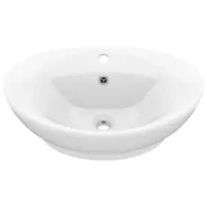 VidaXL Luxury Ceramic Oval Basin Overflow - Matt White