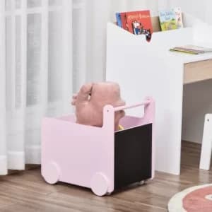 HOMCOM Kids Toys Storage Cabinet Rolling Storage Cart on Wheels Craft Storage Containers Bins Can Move everywher for Toddlers 1-4 Years Old, Pink
