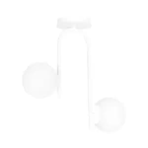 Kalf White Globe Ceiling Light with White Glass Shades, 2x E14