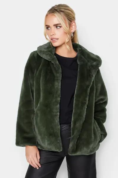 PixieGirl Petite Faux Fur Coat Green
