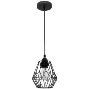 Merano Arrow 15cm Wire Frame Pendant Ceiling Light Steel, Black Cable, LED E27, 40W,