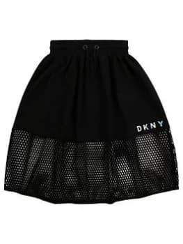 DKNY Girls Double Layer Mesh Skirt - Black, Size Age: 12 Years, Women
