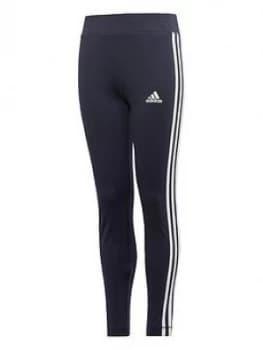 Adidas Youth Training Equipment 3 Stripe Leggings - Navy/White