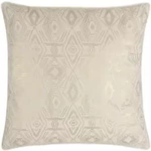 Paoletti Tayanna Foil Print Piped Edge Cushion Cover, Ivory, 50 x 50 Cm