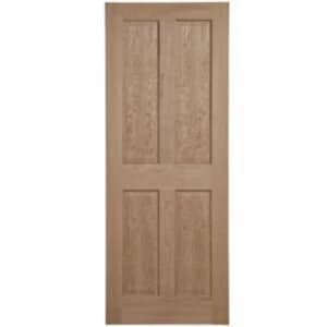 4 Panel Oak Veneer Unglazed Internal Fire Door H1981mm W838mm