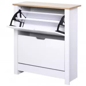 HOMCOM 12-Shoe Storage Cabinet 4 Shelves 2 Drawers Tabletop 4 Legs Protective Feet Modern Stylish Unit Hallway Bedroom Home Furniture White