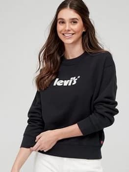 Levis Poster Logo Standard Crew Neck Sweater - Black Size M Women