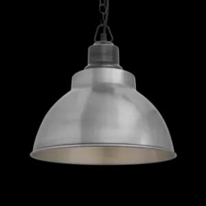 Industville Brooklyn Dome Pendant - 13" - Light Pewter Dome Pewter Chain / Pewter Chain