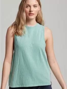 Superdry Vintage 100% Organic Cotton Vest - Washed Green, Size 10, Women