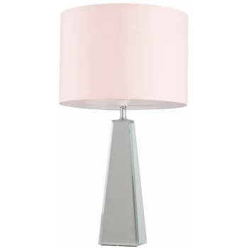 Chrome & Mirrored Table Lamp + Pink Shade