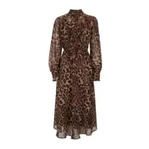 James Lakeland Leopard Print Midi Ruffle Dress - Brown