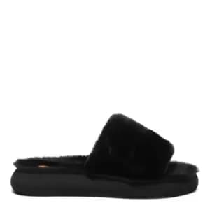 Rocket Dog Stratus Black Fur Slide Slipper