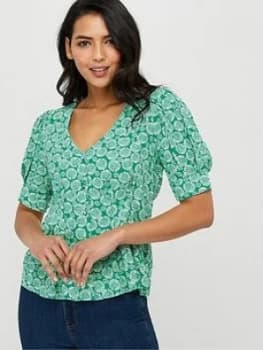 Monsoon Indie Print Sustainable Viscose Top - Green