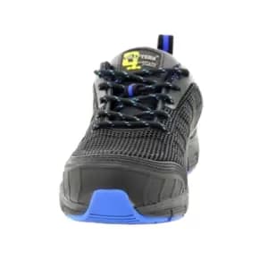 Grafters Mens Super Light Safety Trainers With Safety Toe Cap (11 UK) (Black/Blue)