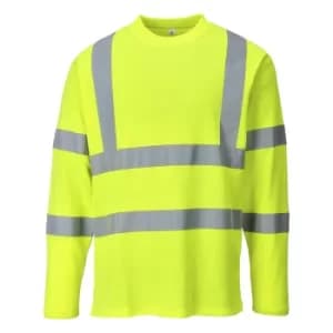 Portwest Mens Class 3 Hi Vis Long Sleeved Cotton Comfort T Shirt Yellow 3XL