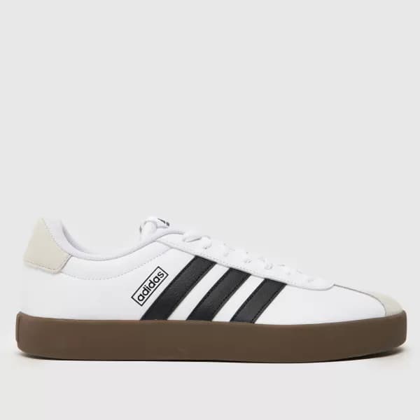 adidas vl court3.0 trainers in white & black