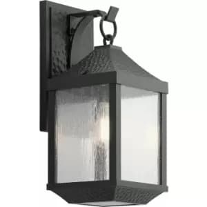 Loops - Outdoor IP44 1 Bulb Wall Light Lantern Distressed Black LED E27 60W d01816