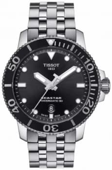 Tissot Mens Seastar 1000 Powermatic 80 Black Dial Stainless Watch