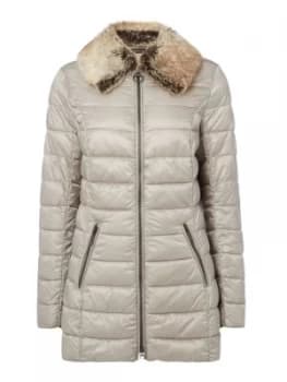 Barbour Munro Quilted Jacket With Faux Fur Collar Taupe