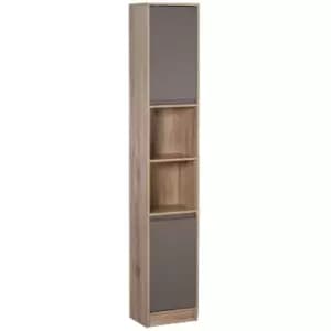 HOMCOM 170cm Freestanding Storage Cabinet Slimline Unit With 2 Cupboards 2 Shelves