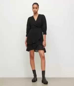 AllSaints Womens Ari Ossia Embroidered Dress, Black, Size: 10