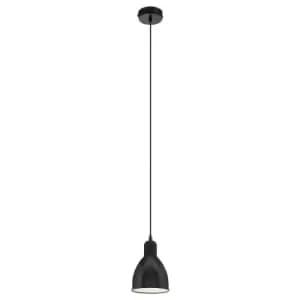 Hanging Ceiling Pendant Light Black & White Steel 1 x 40W E27 Bulb
