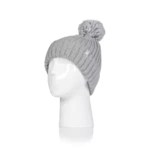 Ladies Heat Holders Arden Pompom Hat - Light Grey