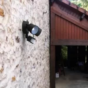 Lutec Shrimp II 12W Outdoor LED Twin Floodlight with PIR Sensor - Black