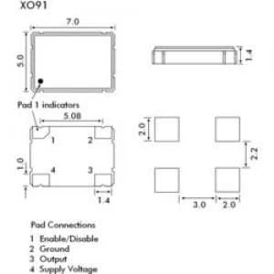 Crystal oscillator EuroQuartz QUARZ OSCILLATOR SMD 5X7 SMD HCMOS