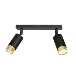 Hiro Black/Gold Twin Ceiling Spotlight 2x GU10