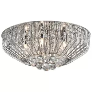 Impex Carlo 5 Light Flush Polished Chrome Ceiling Fitting