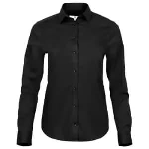 Tee Jays Womens/Ladies Stretch Luxury Long Sleeve Poplin Shirt (L) (Black)