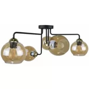 Keter Monde Multi Arm Semi Flush Ceiling Light Gold, 70cm, 5x E27