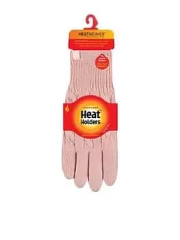 Heat Holders Willow Cable Gloves - Dusky Pink, Size S/M, Women
