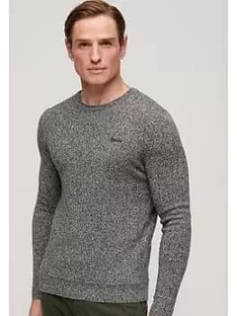 Superdry Essential Slim Fit Crew Jumper - Dark Grey, Size 2XL, Men