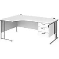 Dams International Left Hand Ergonomic Desk MC18ELP3SWH 1,800 x 1,200 x 725 x 800 - 990 mm