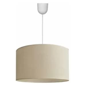 Helam Alba Cylindrical Pendant Ceiling Light Ecru, White 45cm