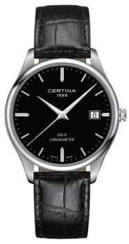 Certina DS-8 Chronometer Black Leather Strap Black Dial Watch