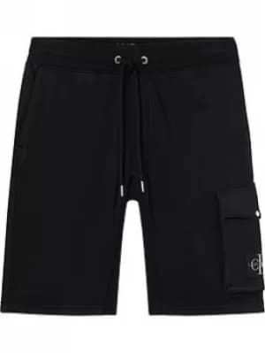 Calvin Klein Jeans Ck Jeans Monogram Badge Jersey Shorts, Black, Size S, Men