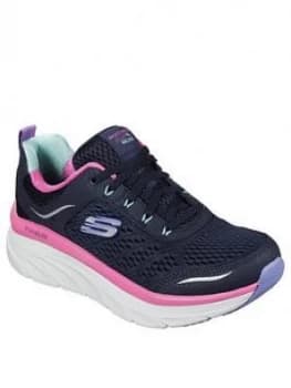 Skechers D'Lux Walker Infinite Motion Max Cushion Trainers - Navy/Multi, Navy Multi, Size 6, Women