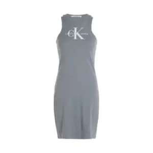 Calvin Klein Jeans Archival Monologo Rib Tank Dress - Grey