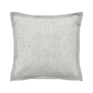 William Morris Pure Ceiling Embroidery Embroidered Cushion 45cm x 45cm, Silver/White